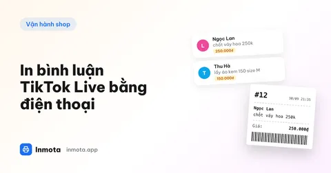 Bình luận chốt đơn TikTok Live được in thành phiếu trên máy in nhiệt