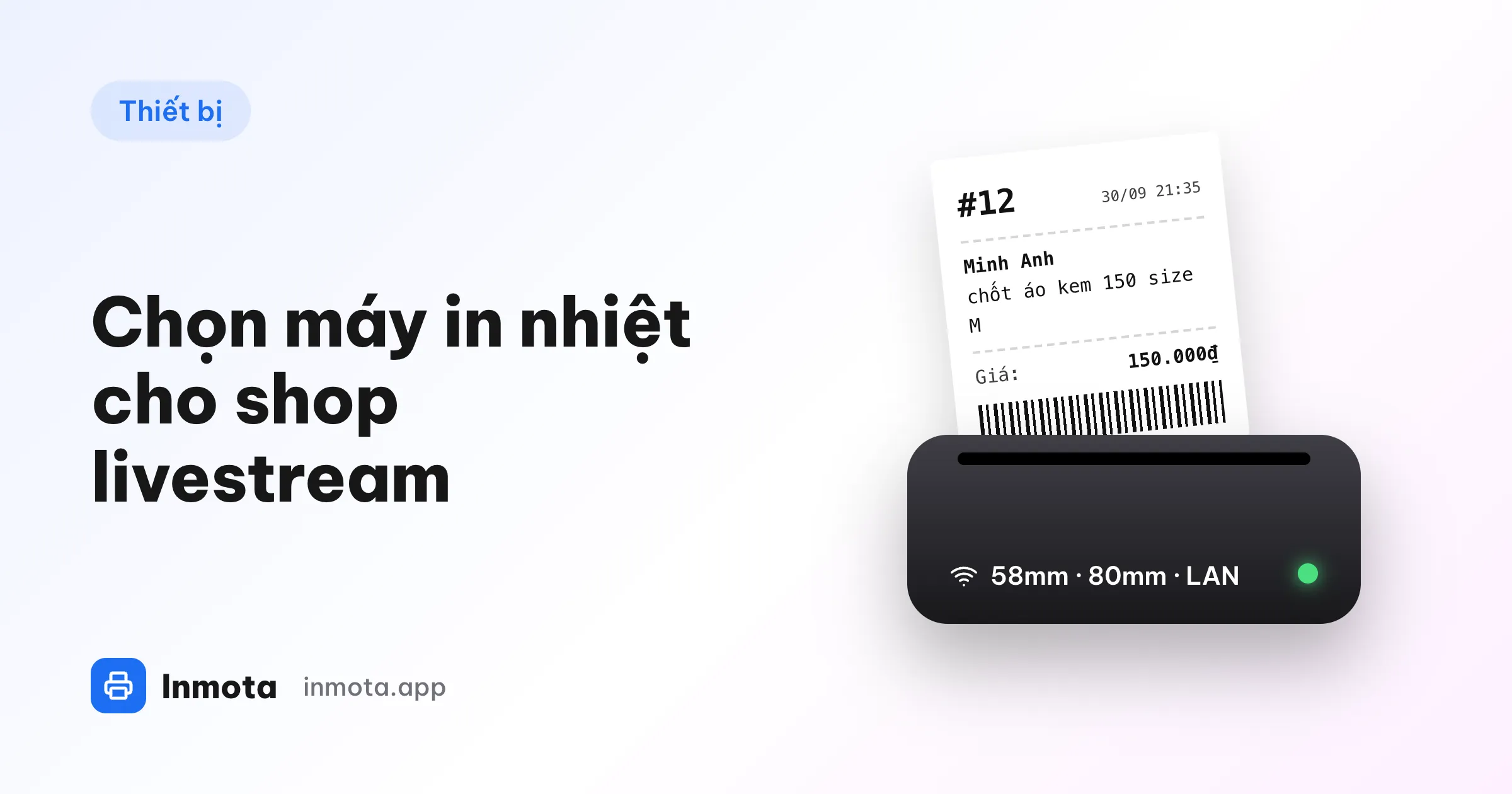 Máy in nhiệt LAN đang in phiếu giao hàng từ bình luận TikTok Live